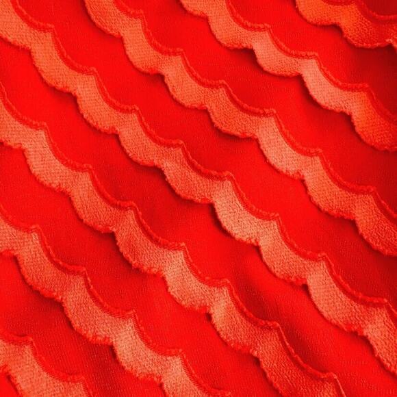 Vince Camuto Shift Dress Orange Wave Striped Diagonal Modern Office Knee Size 10 - Picture 7 of 7